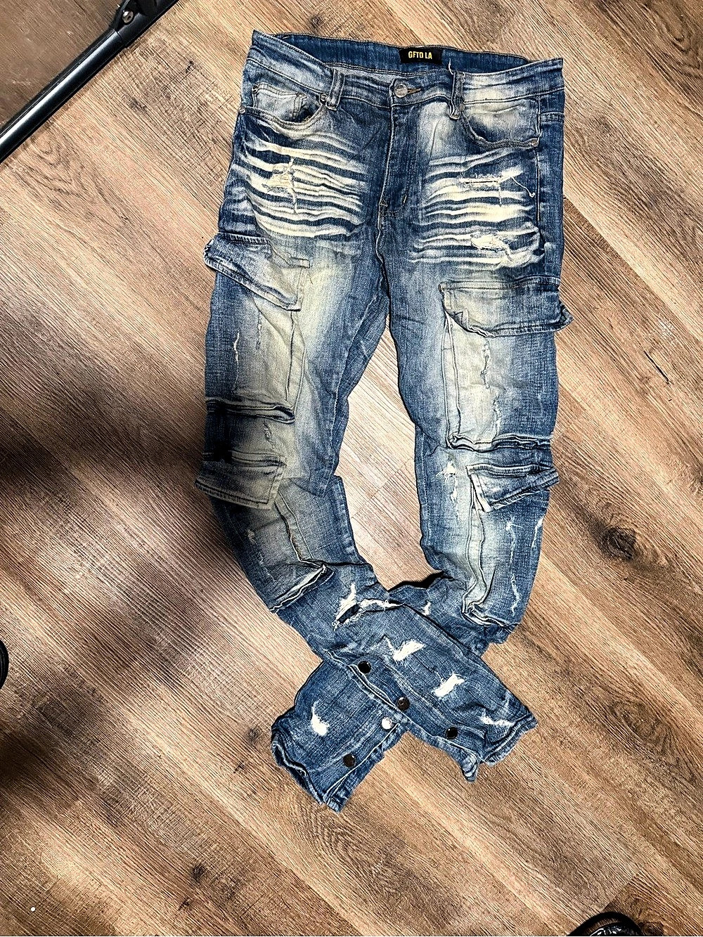 G-Star RAW Rovic Distressed Cargo Skinny Jeans Blue Waist 32